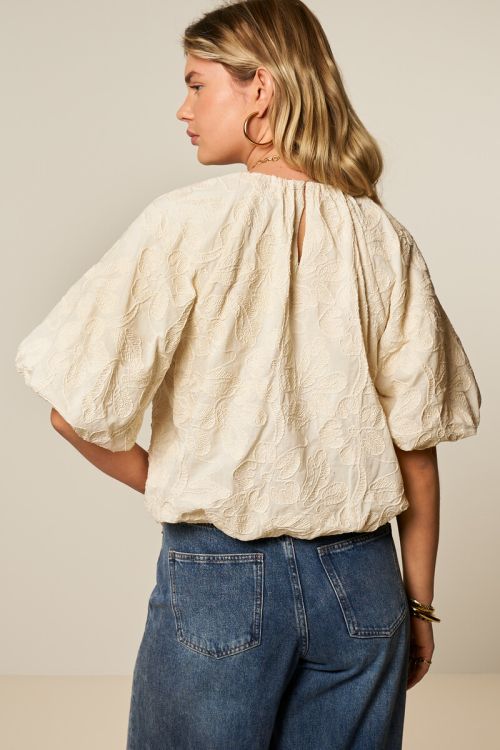 Beige balloon top with embroidery | My Jewellery