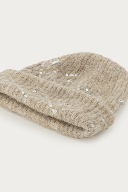 Beige beanie with sequins | My Jewellery
