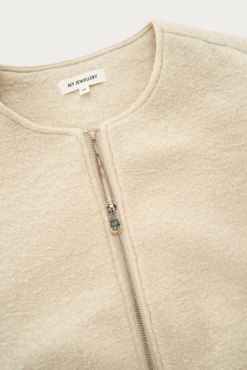 Beige bouclé bomber teddy jacket | My Jewellery