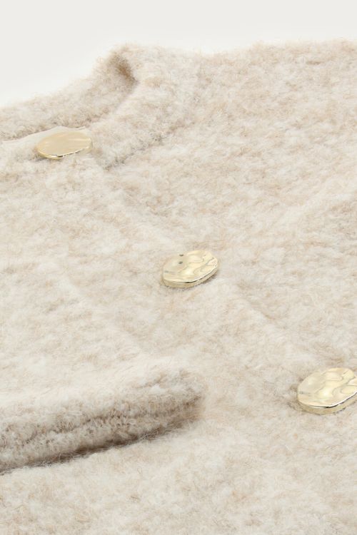 Beige bouclé cardigan with buttons and pockets | My Jewellery