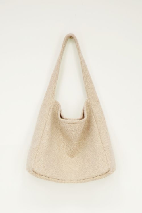 Beige boucle tote bag