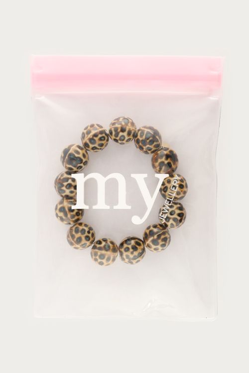 Beige bracelet with leopard print beads | My Jewellery