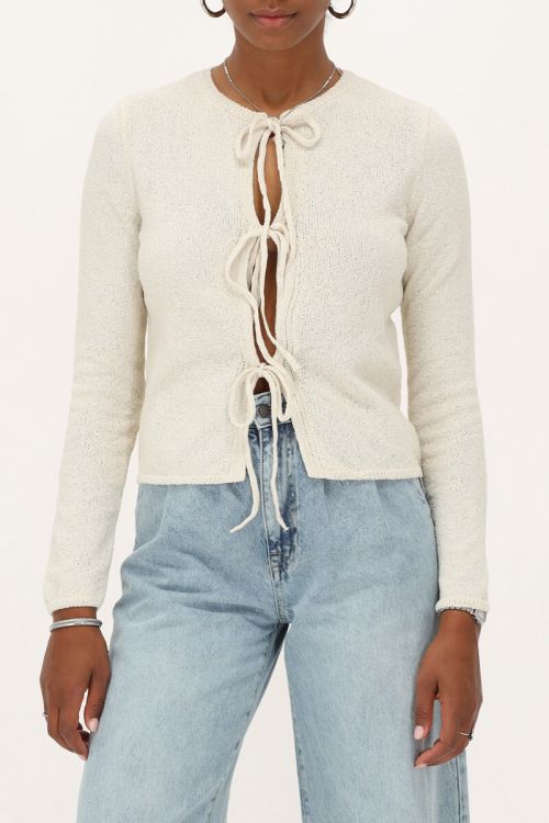 Cardigan beige avec nœuds