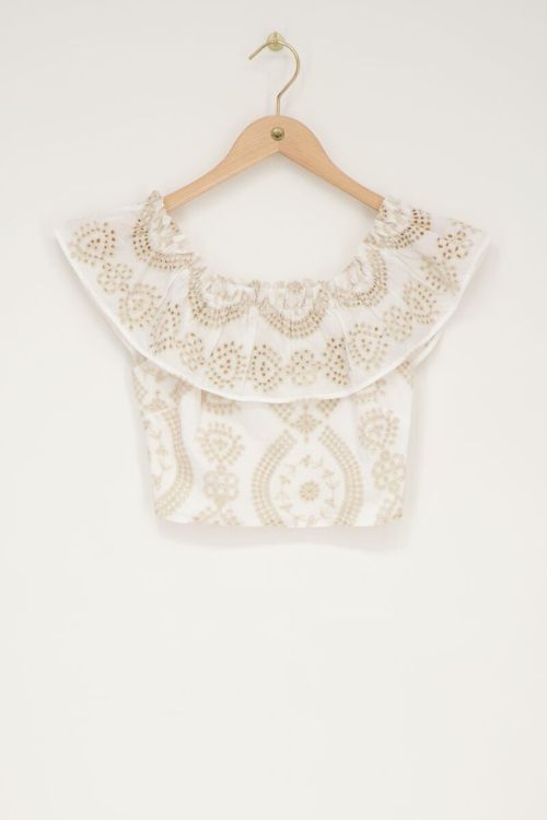 Beige cropped top with contrasting embroidery | My Jewellery