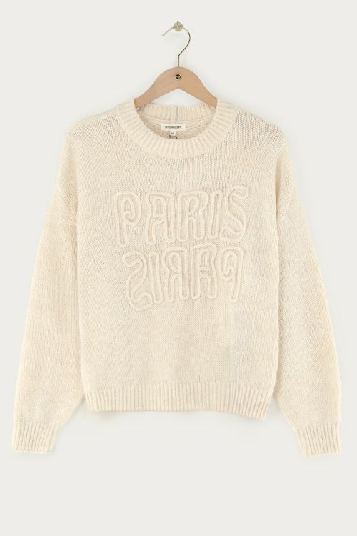 Beige embroidery sweater "Paris Paris" | My Jewellery