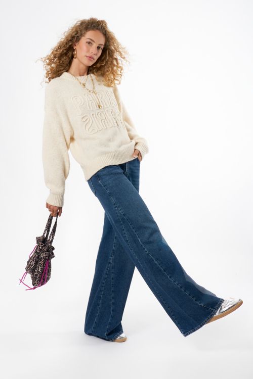 Beige embroidery sweater "Paris Paris" | My Jewellery