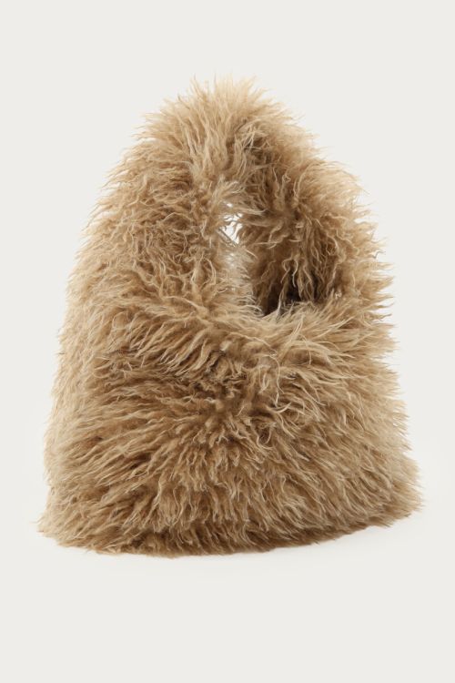 Beige faux fur tote bag | My Jewellery