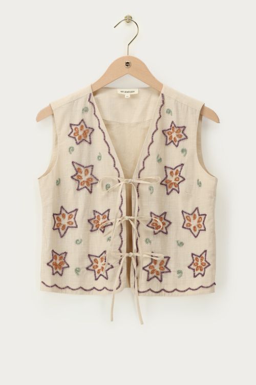 Beige vest with bows & beads | My Jewellery