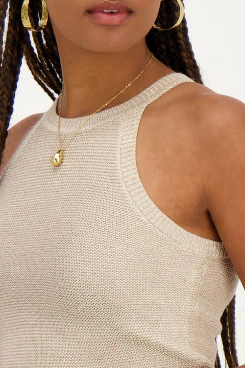 Beige halter top with lurex | My Jewellery