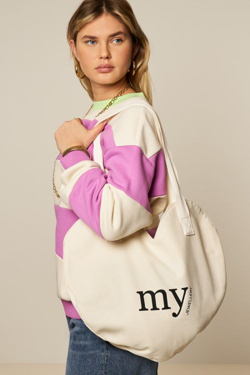 Beige hearts tote bag | My Jewellery