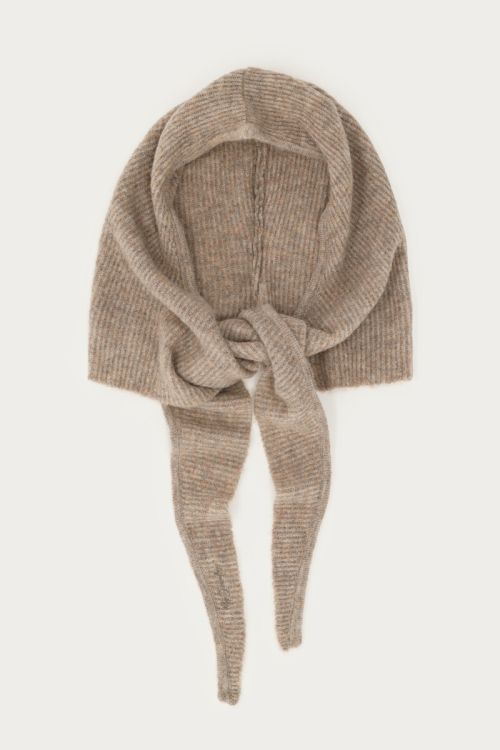 Beige hooded scarf
