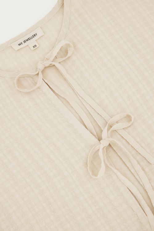 Beige jacquard top with bow details | My Jewellery