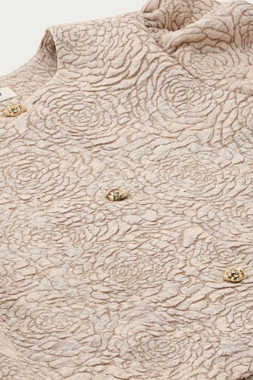 Beige jacquard top with roses | My Jewellery