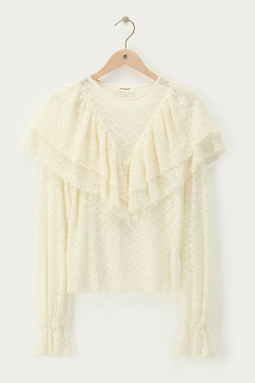 Beige lace top with ruffles | My Jewellery