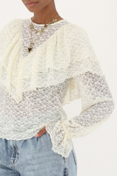 Beige lace top with ruffles | My Jewellery