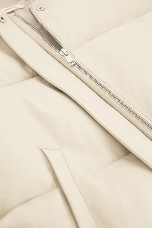 Beige leather look puffer jacket | My Jewellery