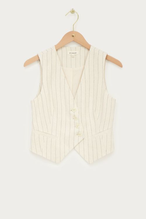 Beige linen vest with pinstripes | My Jewellery