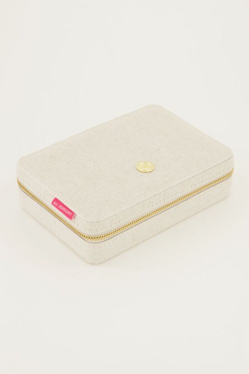 Beige linen look jewellery case large | My Jewellery
