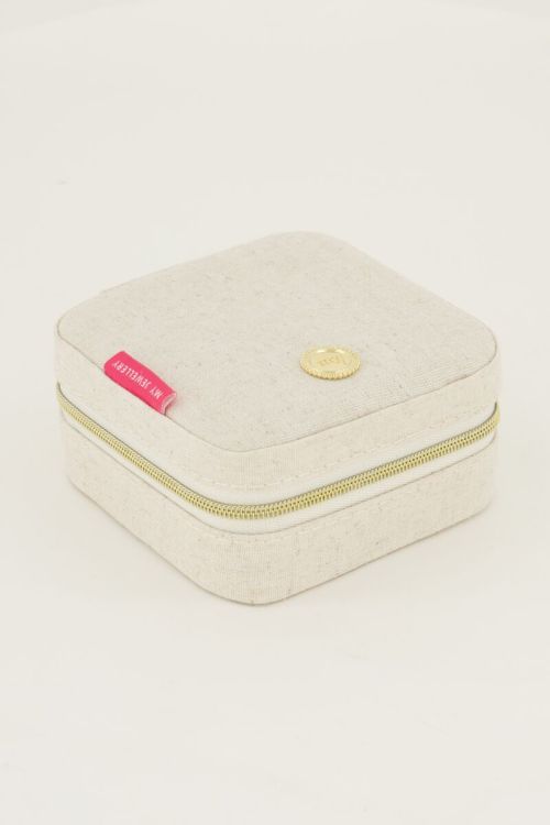 Mini boîte à bijoux beige en lin 