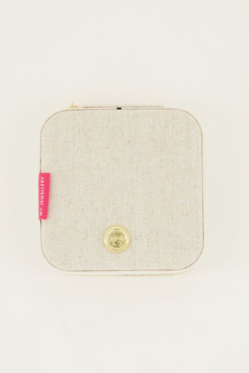 Beige linen look jewellery case small | My Jewellery