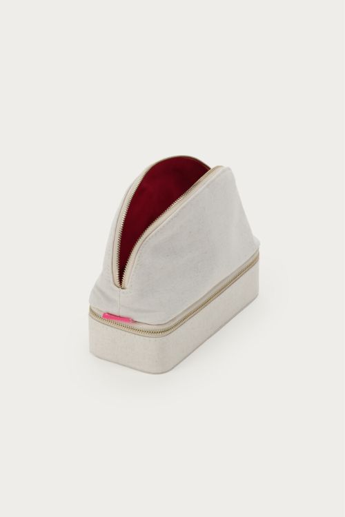 Beige linen-look jewellery and toiletry bag | My Jewellery