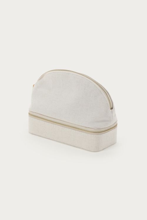 Beige linen-look jewellery and toiletry bag | My Jewellery