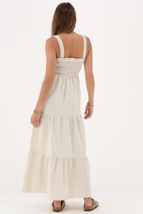 Beige maxi dress linen look | My Jewellery