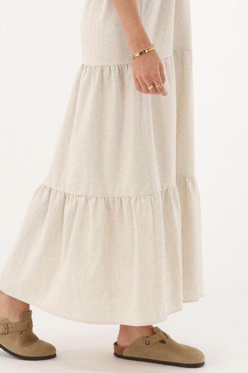 Beige maxi dress linen look | My Jewellery