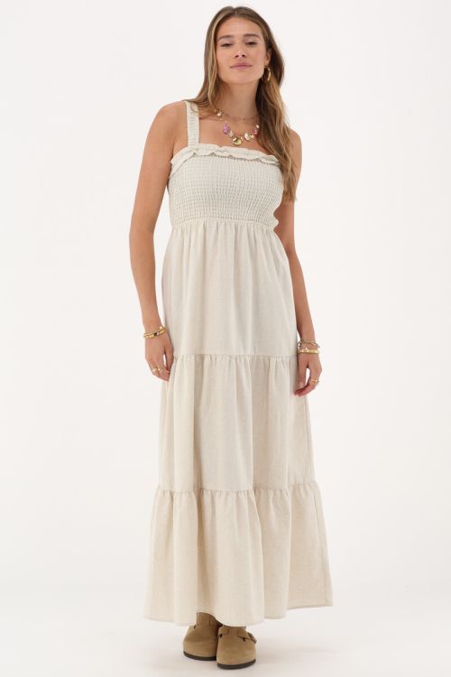 Beige maxi dress linen look | My Jewellery