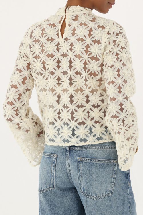 Beige mesh top with flowers | My Jewellery