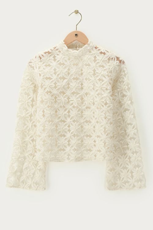 Beige mesh top with flowers | My Jewellery