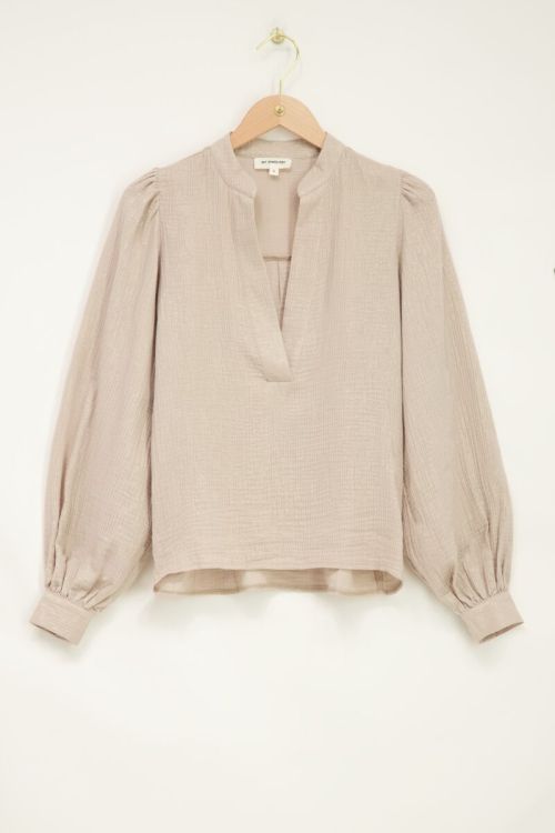 Beige Musselinbluse mit Schimmer