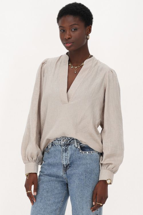 Beige muslin blouse with lurex | My Jewellery