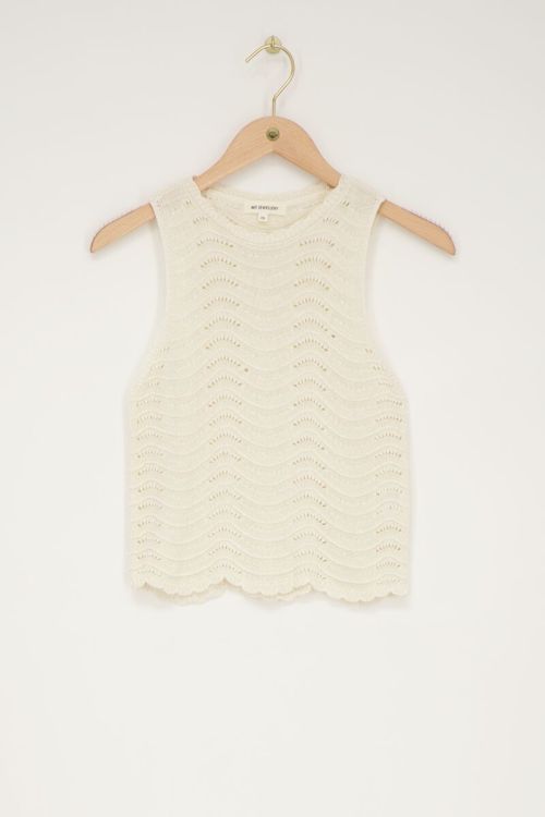 Beige open knit top with lurex | My Jewellery