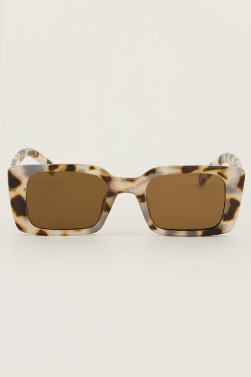 Beigefarbene viereckige Cat-Eye-Sonnenbrille 