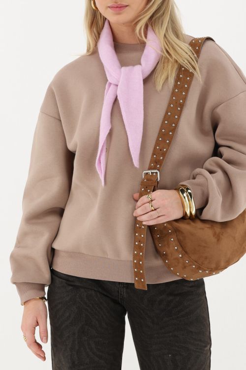 Beige sweatshirt with teddy patch | My Jewellery