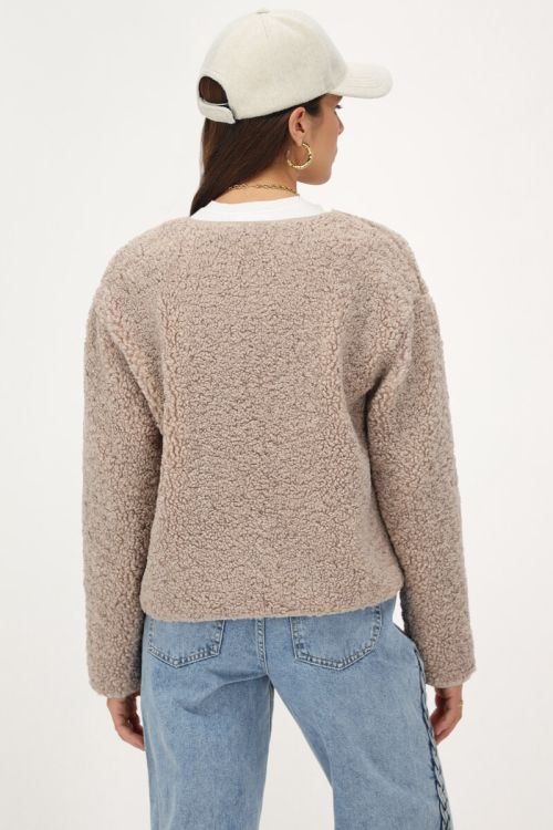 Beige teddy jacket with buttons | My Jewellery