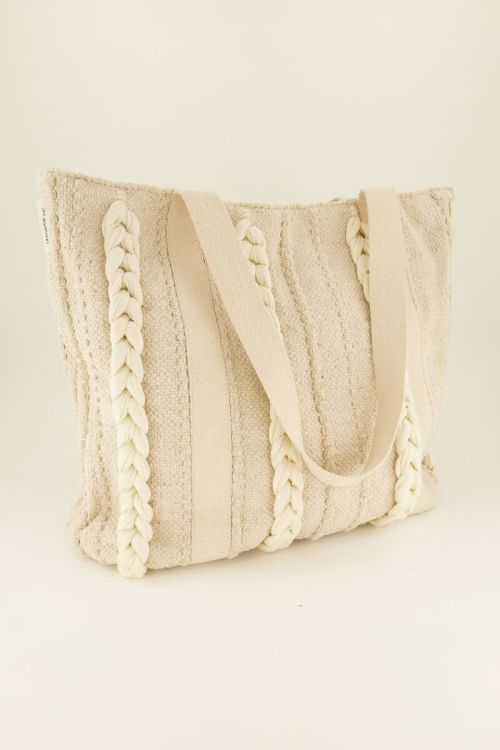 Beige shopper met gevlochten details  | My Jewellery
