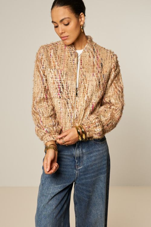 Beige tweed jacket with sequins | My Jewellery