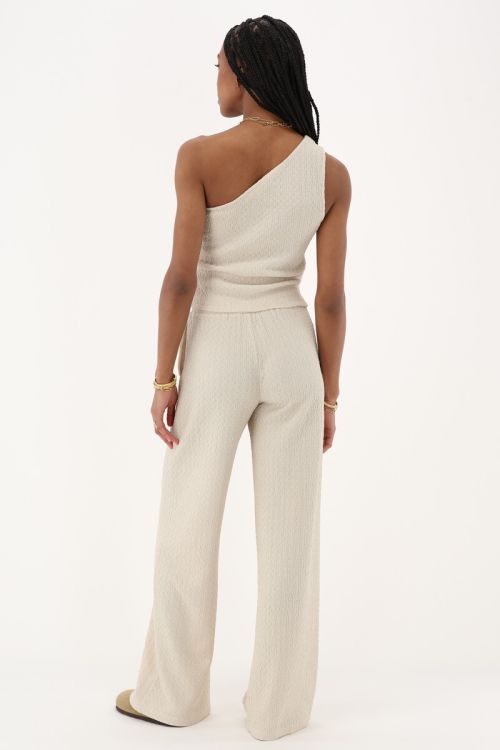 Beige wide leg trousers with structure | My Jewellery