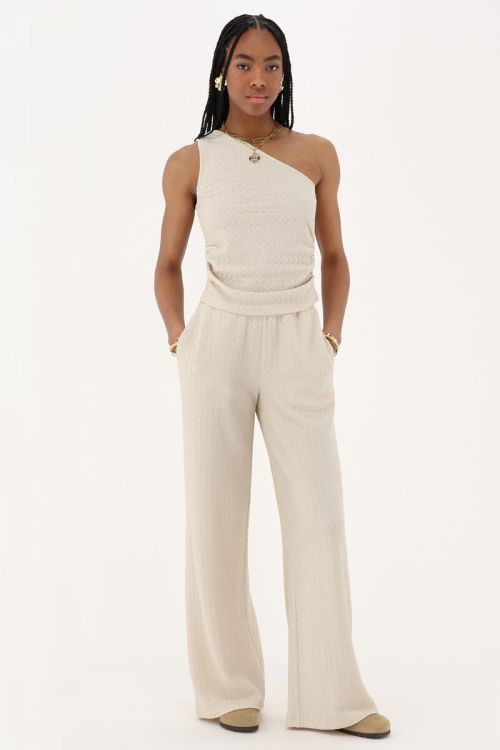 Beige wide leg trousers with structure | My Jewellery