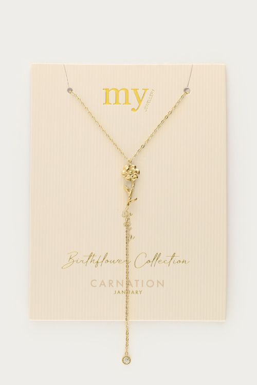 Birth Flower charm necklace with rhinestone