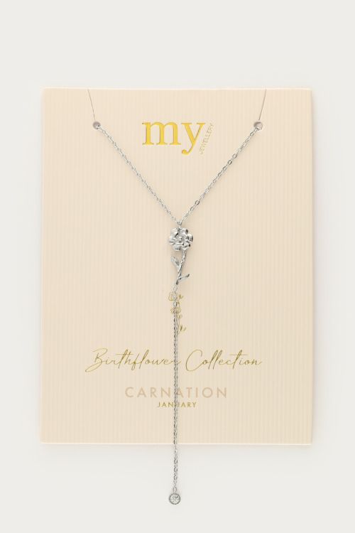 Birth Flower charm necklace with rhinestone | My Jewellery