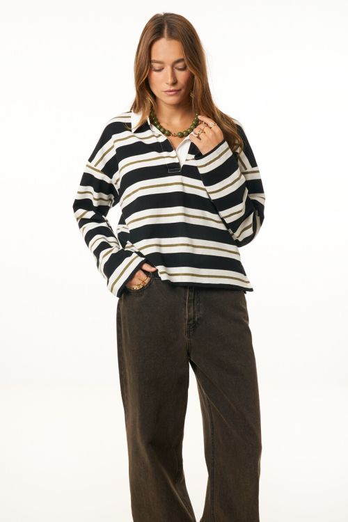 Black-green striped polo with long sleeves | My Jewellery