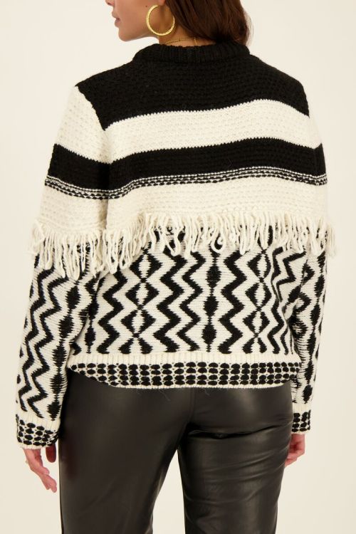 Black and white jumper with fringes | My Jewellery
