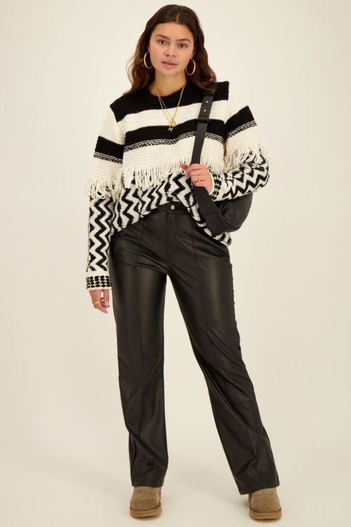 Black and white jumper with fringes | My Jewellery