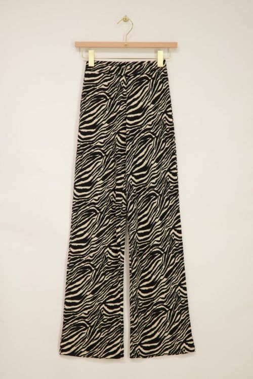 Zwart-witte zebra broek wide leg
