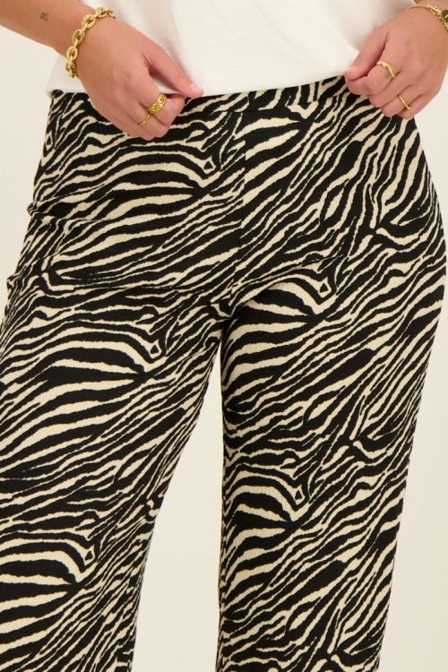 Zwart-witte zebra broek wide leg
