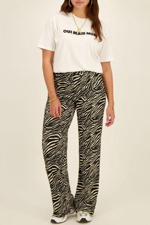 Black and white zebra print wide leg trousers | My Jewellery
