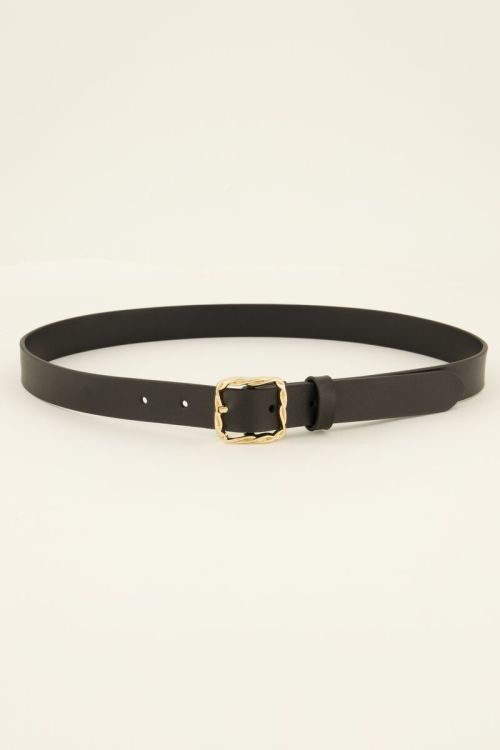 Zwarte basic riem met goudkleurige gesp